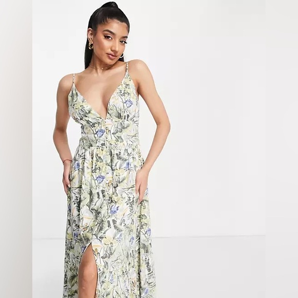 Abercrombie Button-Through Maxi Dress- White Print. Size XXS - Picture 4 of 7